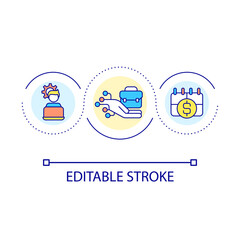 Fototapete - Remote employer loop concept icon. Employees working remotely abstract idea thin line illustration. Part time work from home. Distant job. Isolated outline drawing. Editable stroke. Arial font used