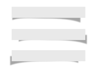 Fototapete - White paper strip notes isolated on transparent background with shadow 3D rendering. White paper strips png illustration. Png image.