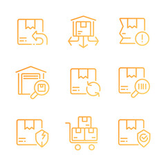 Canvas Print - Logistics pixel perfect gradient linear vector icons set. Parcels management. Orders distribution. Delivery services. Thin line contour symbol designs bundle. Isolated outline illustrations collection