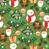 Fototapeta Pokój dzieciecy - seamless pattern cartoon christmas element. cute christmas wallpaper for gift wrap paper, background