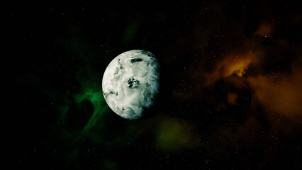Wall Mural - desert planet with nebula on background.