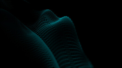 Aufkleber - Wave of dots and weave lines. Abstract background. Network connection structure. 3d rendering.