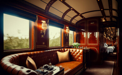 Generative AI illustration of luxury train interior