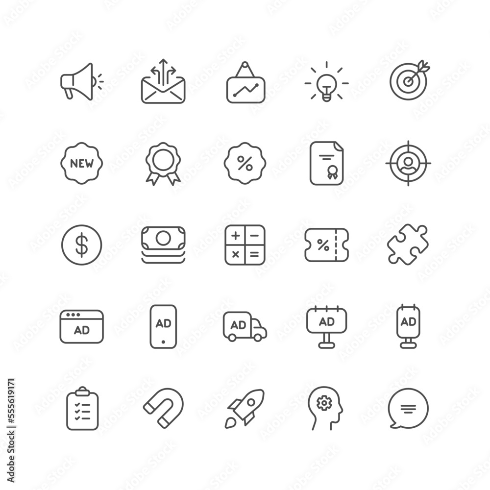 Outline icon collection for ui. Vector thin line illustration set ...