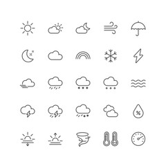 outline icon collection for ui. vector thin line illustration set. weather forecast, precipitation, 