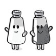Cute Smiling Salt and Pepper in Bottle