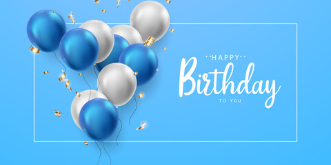 Wall Mural - beautiful blue balloon background celebration birthday banner template vector illustration