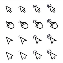 Aufkleber - Mouse cursor arrows and hands flat style design vector icon collection