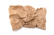 Crumpled brown paper bag on a white background.
