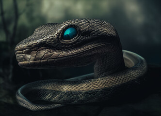 Aufkleber - close up of a snake on a branch