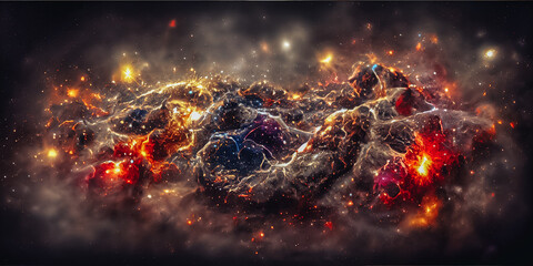 Poster - beautiful abstract multi colored background with space energy of fractal realms