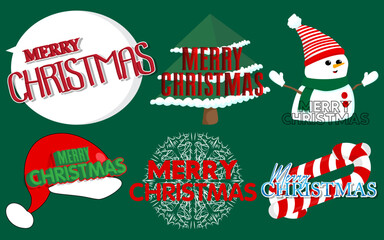 Poster - Merry Christmas sticker collection. Holiday icon set.