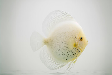 Wall Mural - Tropical discfish albino on white color. Created with Generative AI technology.