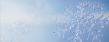 Beautiful Festive Wallpaper With Icy Snowflake. Seasonal Banner With Copy-space.