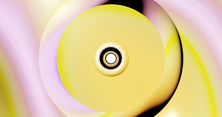 Poster - Render with yellow and pink floating round background