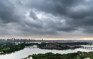 Wall Mural - storm clouds over the city