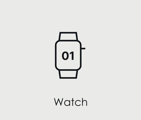 Poster - Watch vector icon. Editable stroke. Symbol in Line Art Style for Design, Presentation, Website or Mobile Apps Elements, Logo.  Watch symbol illustration. Pixel vector graphics - Vector