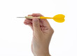 © xy - Hand holding dart on white background