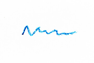 Sticker - Blue color crayon hand drawing in sribble line shape on white paper background