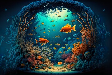 Wall Mural - life in the deep ocean