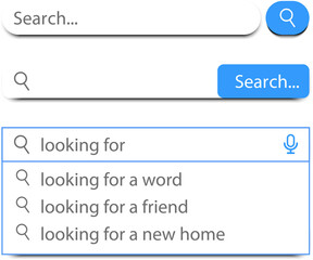 Aufkleber - Search bar vector element with diferent design, set of ten search boxes ui template on gray background