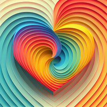 Colourful Texture Pattern With Heart Shape, Generative Ai Illustration