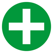 Green Cross-isolated Medical, Pharmacy Symbol. Green Plus Sign Or Icon. Medicine Services Sign.