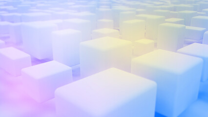 Wall Mural - beautiful soft lighting geometry blue blocks - abstract 3d illustration