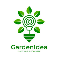 Wall Mural - Garden Idea Vector logo template with bulb lamp symbol.