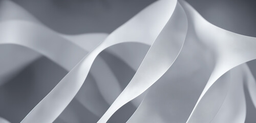 Poster - A minimalist and modern neutral white abstract background of textile fabric, ribbon. Generative AI