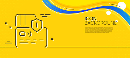 Poster - credit card line icon. abstract yellow background. bank money payment sign. shield protection symbol