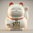 Maneki-neko. Japanese cat of fortune and luck. Generative AI.