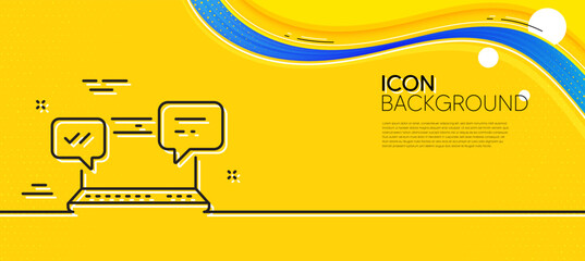 Poster - Internet Messages line icon. Abstract yellow background. Chat or Conversation sign. Computer communication symbol. Minimal internet Chat line icon. Wave banner concept. Vector