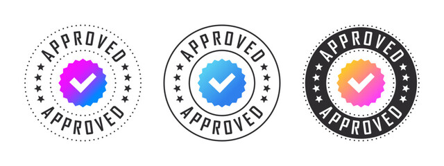 Wall Mural - Confirmation badges. Verification check mark. Verification checkbox icons. Vector illustration