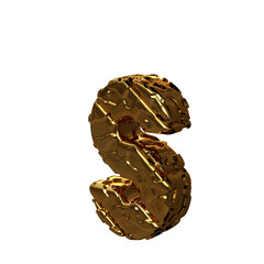 The gold unpolished symbol turned to the left. letter s