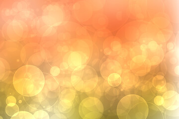 Abstract bright gradient orange yellow gold autumn background texture with sunny lights and bokeh circles. Space for your design. Beautiful orange illustration.