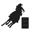 Barrel Racer w Female Horse and Rider Silhouette Image