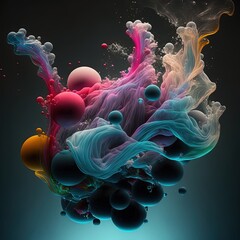 Wall Mural - Water, smoke, vibrant, abstract, steam, bubbles, turbulence illustration made with Generative AI