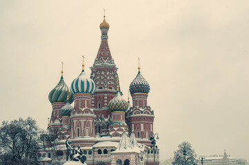 Saint Basil's Cathedral on Red Square in winter, Moscow, Russia