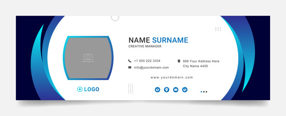 Wall Mural - Business email signature with an author photo place modern and creative layout esignature template