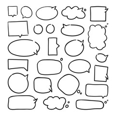 Poster - Speech bubbles set. Doodle style hand drawn sketch. Vector illustration isolated on white background