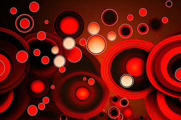 Sticker - abstract backdrop circles in blazing red for the backdrop. Generative AI