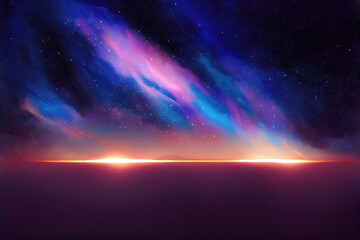 Wall Mural - dark night sky with shiny stars and milky way as wallpaper background (generative ai)