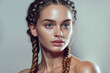 © Boadicea - Portrait of young beautiful woman with braids. Digitally AI generated image.