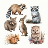 Fototapeta Pokój dzieciecy - Set of images of small animals. AI