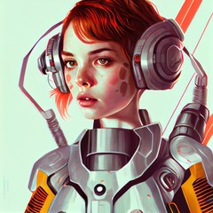 Wall Mural - portrait of a sci-fi cyberpunk warrior. high-tech futuristic man from the future. the concept of vir