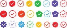 Rainbow Color Verification Badge Signs Editable Vector, Modern And Elegant Tick Sign Designs