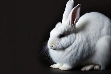 Wall Mural - White bunny with a dark backdrop. Generative AI