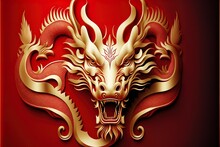 Red Chinese Dragon Head Closeup Portrait Bitmap