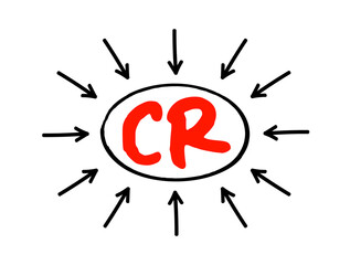 Poster - CR Change Request - formal proposal for an alteration to some product or system, acronym text concept with arrows